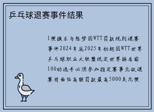 乒乓球退赛事件结果